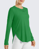 Scoop Neck UV Sun Workout Long Sleeve Tops