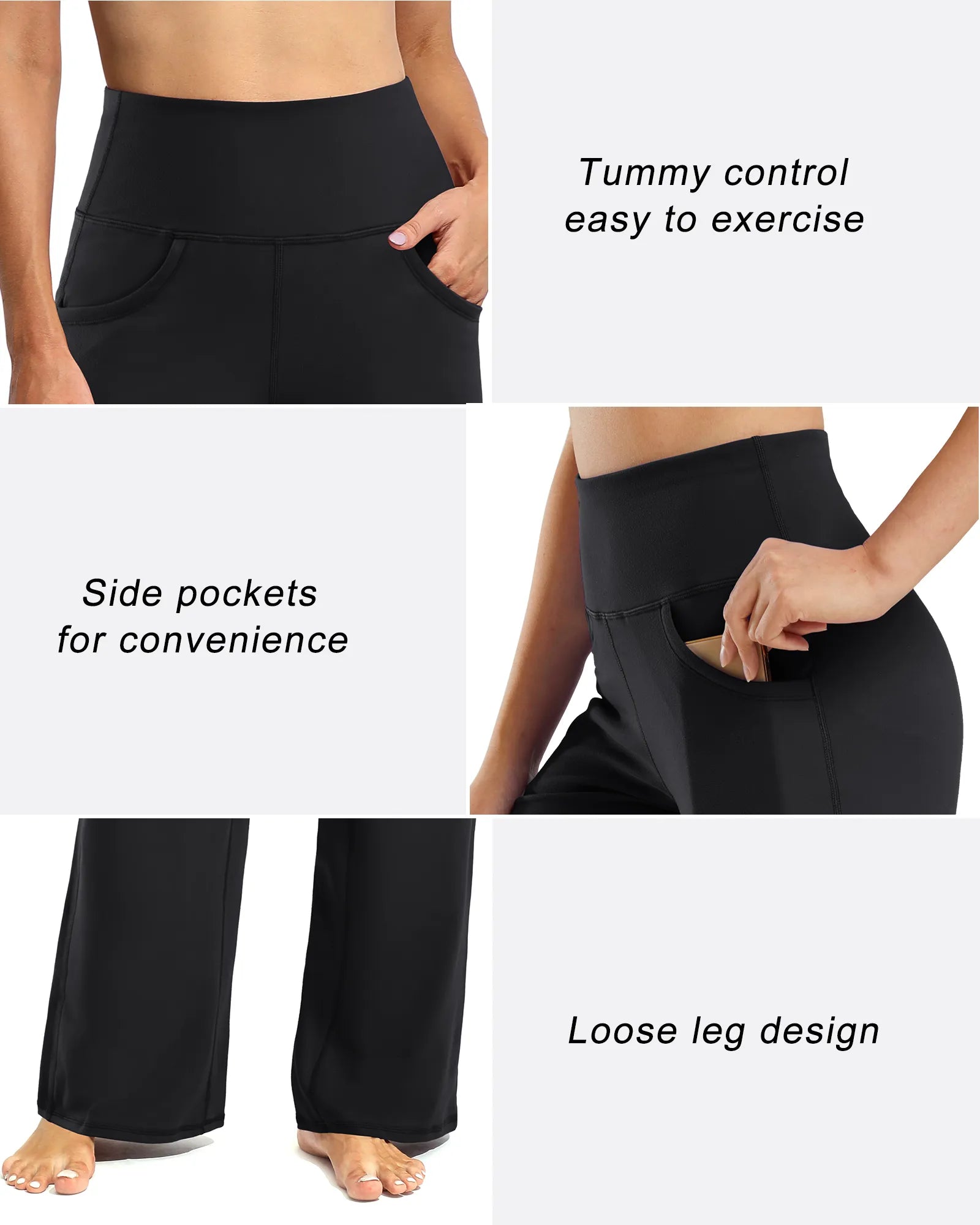 Wide Leg Pants Woman Yoga Pants with Pockets Petite - G4Free