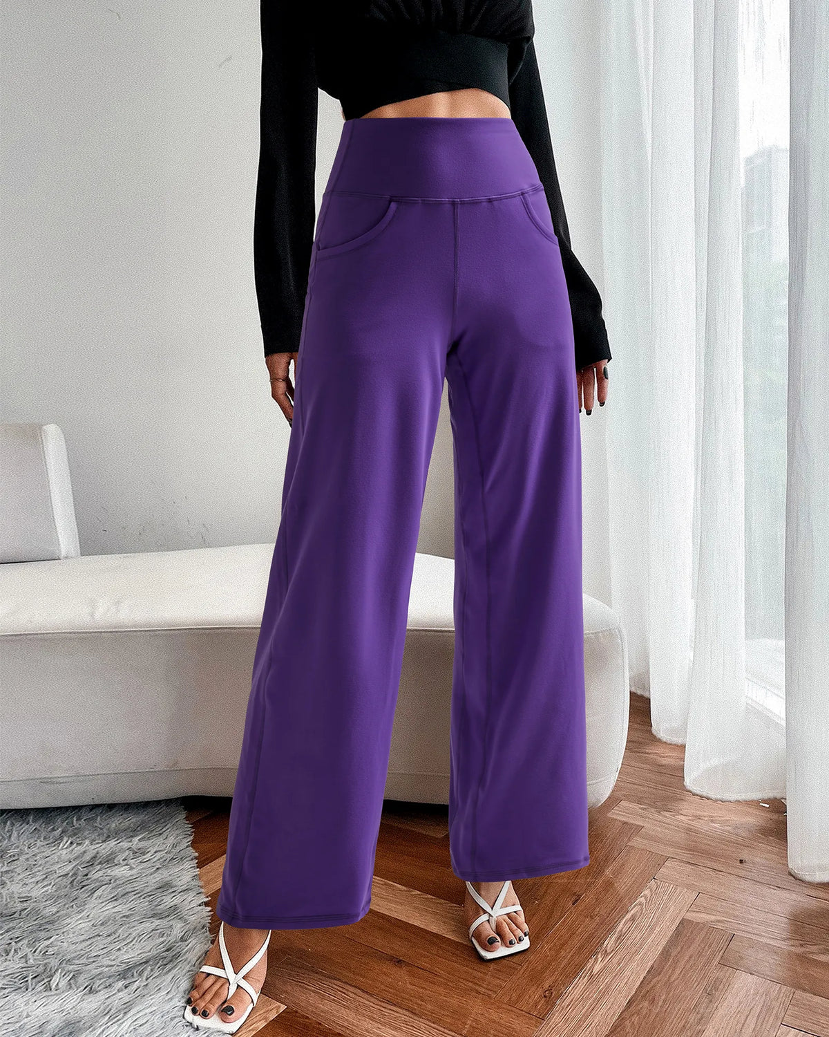 Wide Leg Pants Woman Yoga Pants with Pockets Regular - G4Free