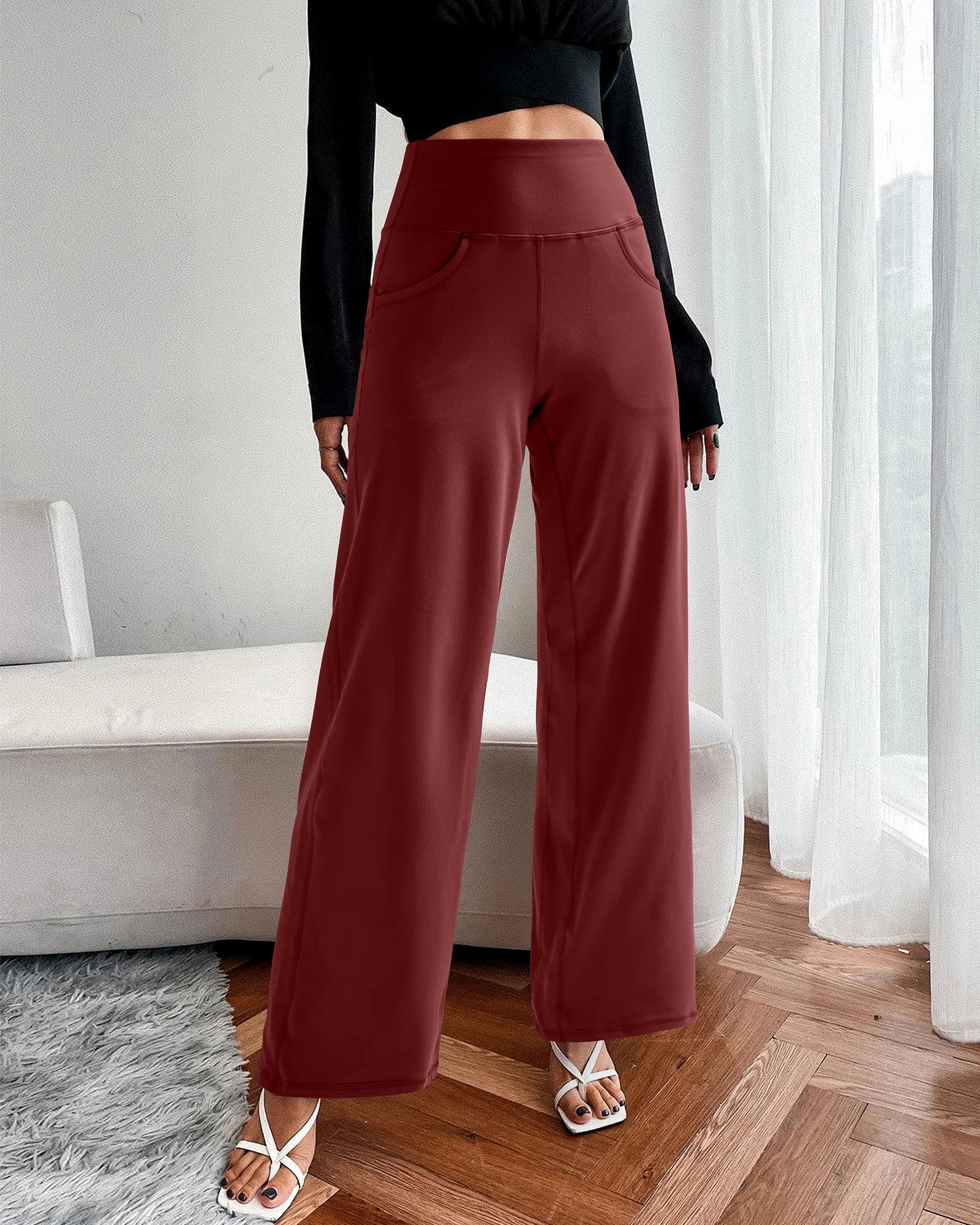 Wide Leg Pants Woman Yoga Pants with Pockets Petite - G4Free