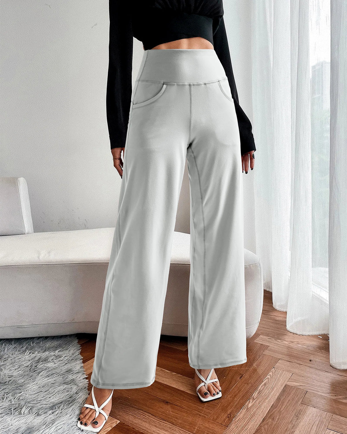 Wide Leg Pants Woman Yoga Pants with Pockets Petite - G4Free