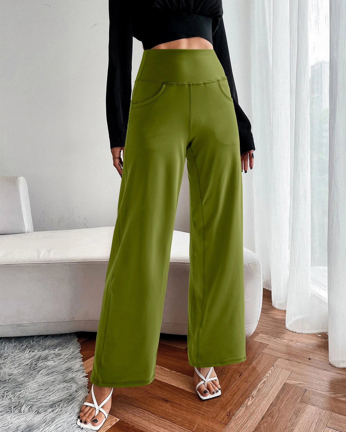 Wide Leg Pants Woman Yoga Pants with Pockets Petite - G4Free