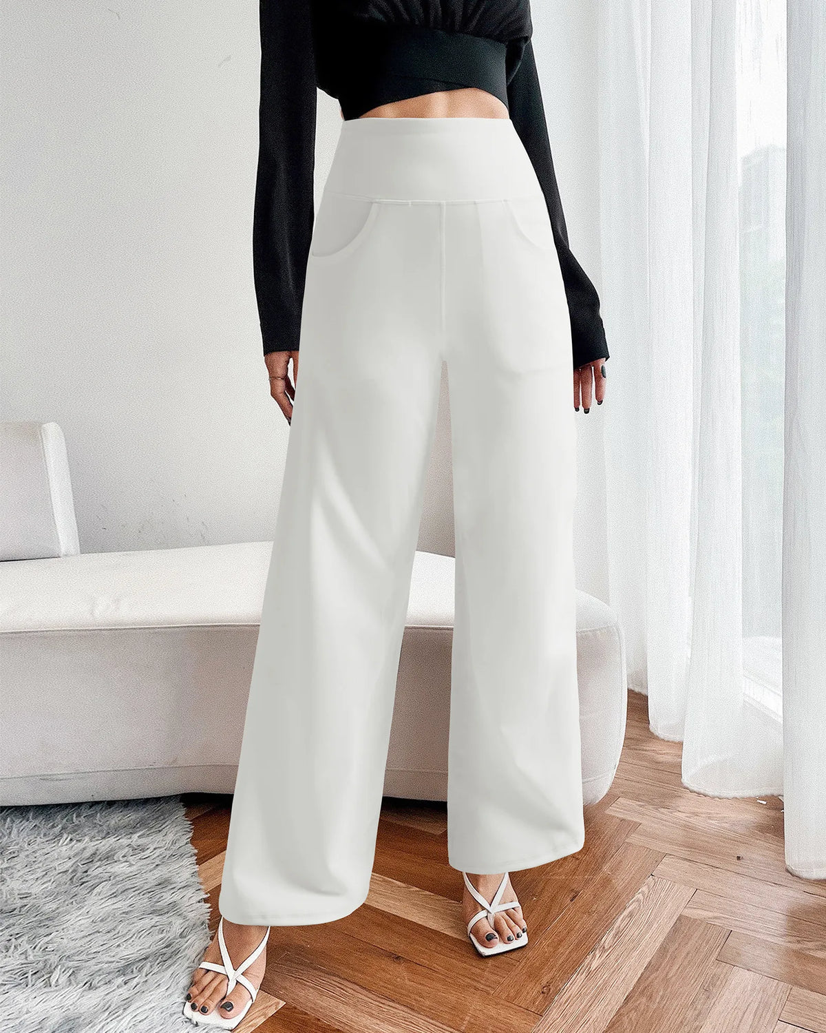 Wide Leg Pants Woman Yoga Pants with Pockets Regular - G4Free
