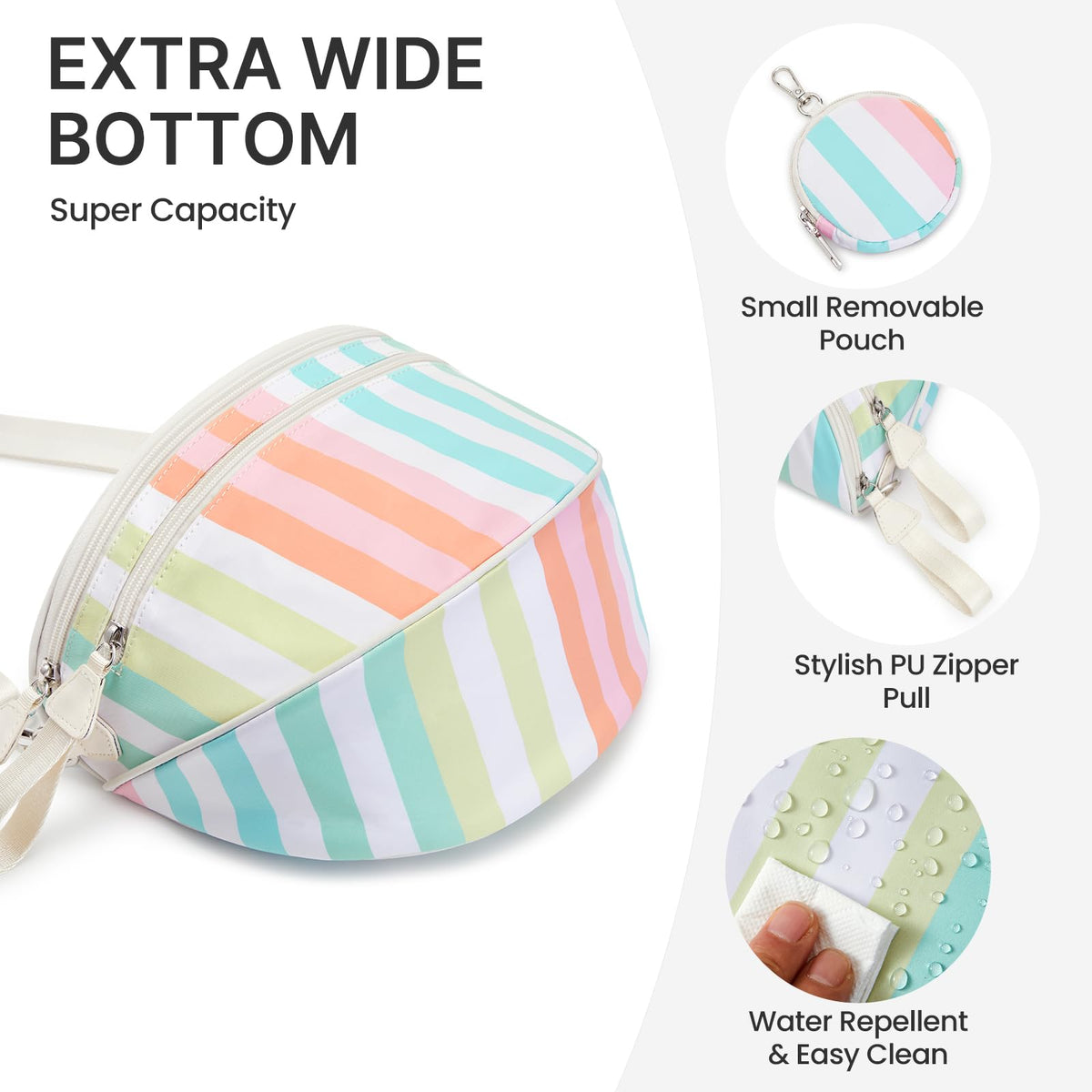 G4Free Checkered Crossbody Bum Bag with Removable Pouch Lightweight