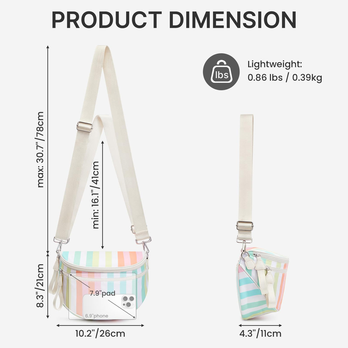 G4Free Checkered Crossbody Bum Bag with Removable Pouch Lightweight