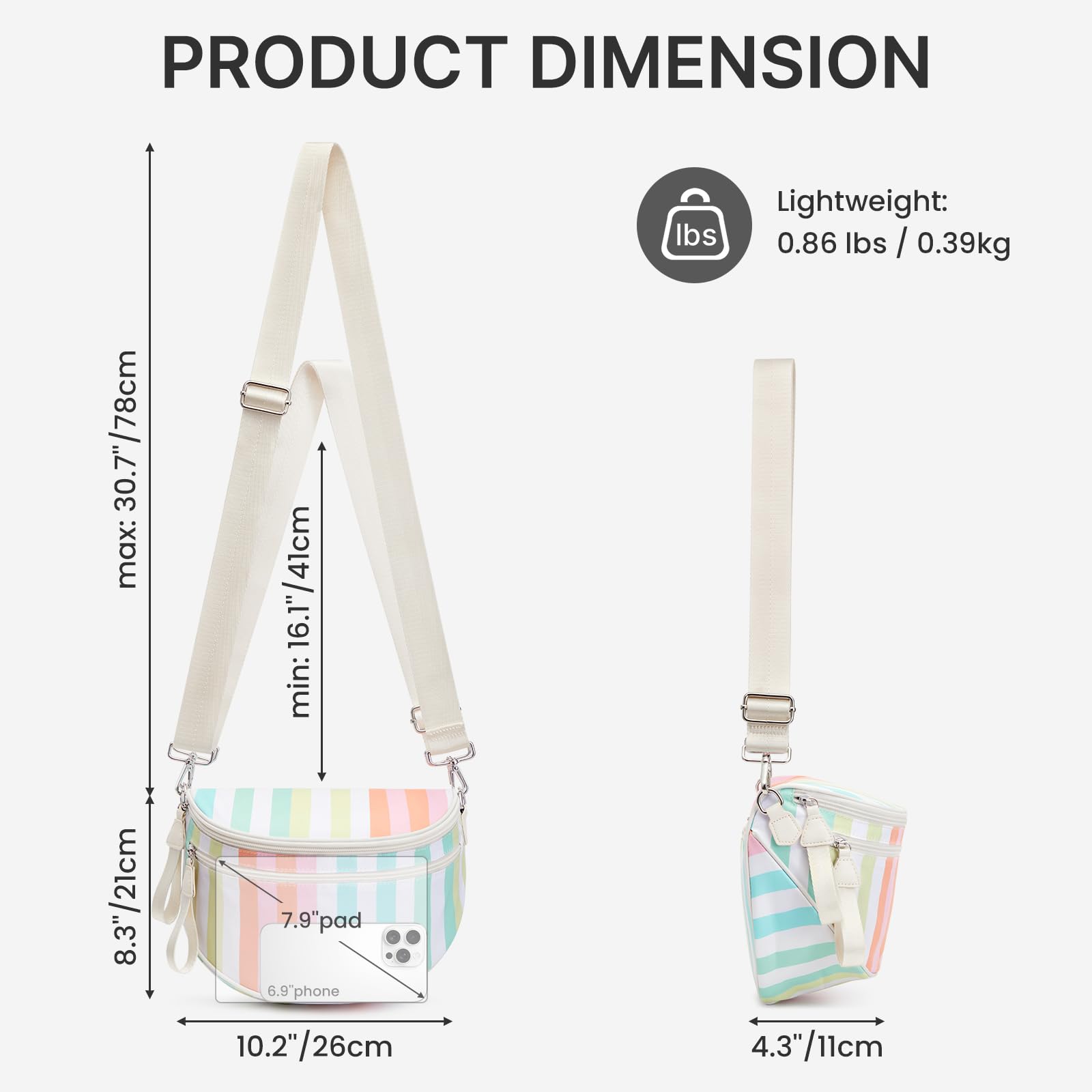 G4Free Checkered Crossbody Bum Bag with Removable Pouch Lightweight