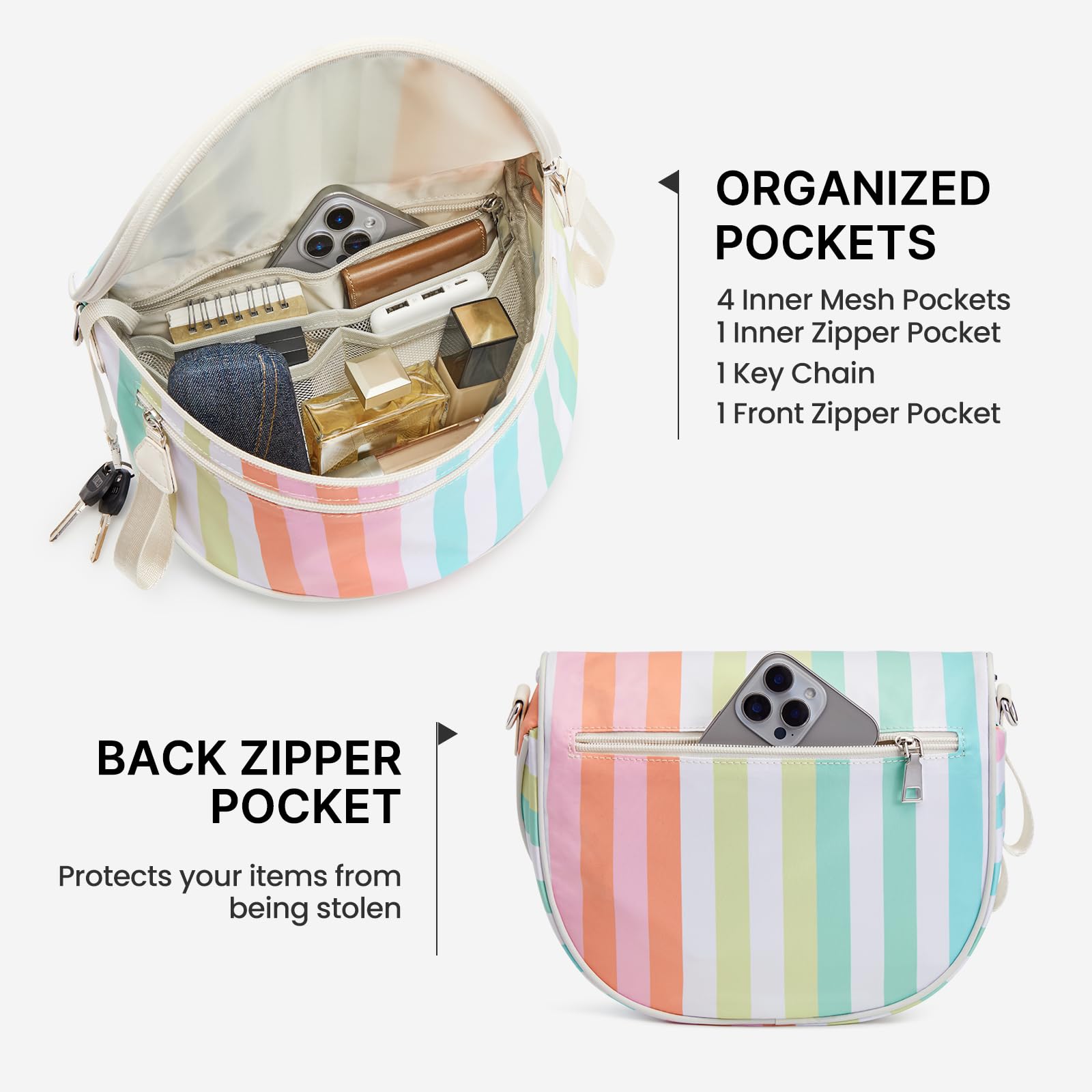 G4Free Checkered Crossbody Bum Bag with Removable Pouch Lightweight