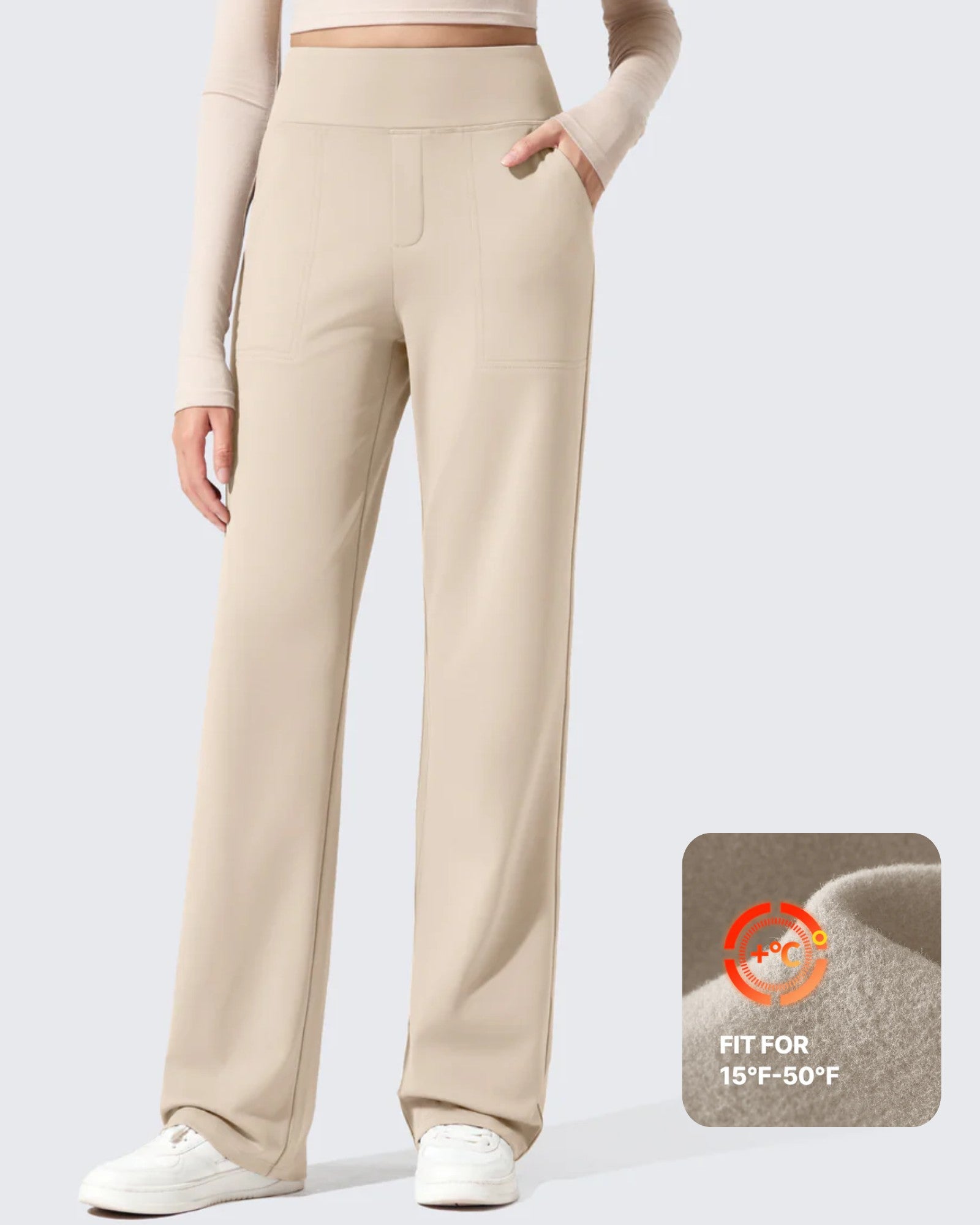 EverGoing Fleece Lined High-Waisted Dressy Pants - G4Free