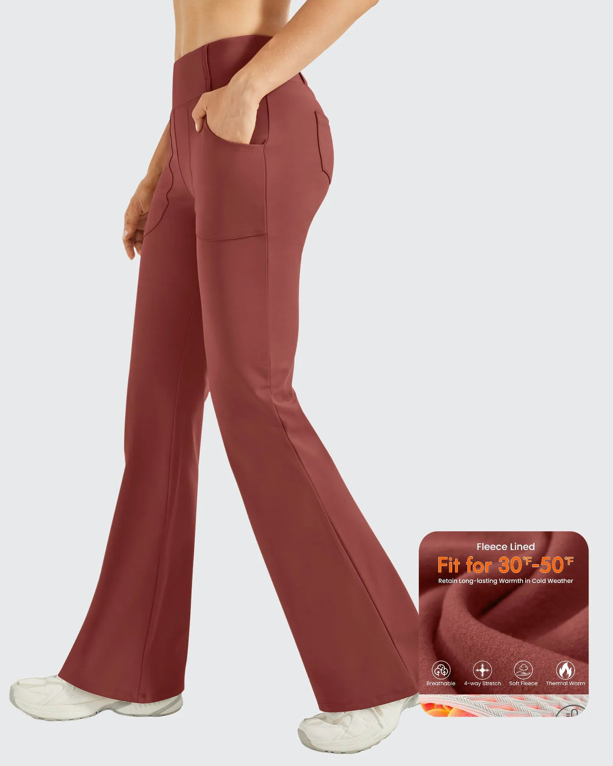 Fleece Lined High-Waist Work Flare Pants - G4Free