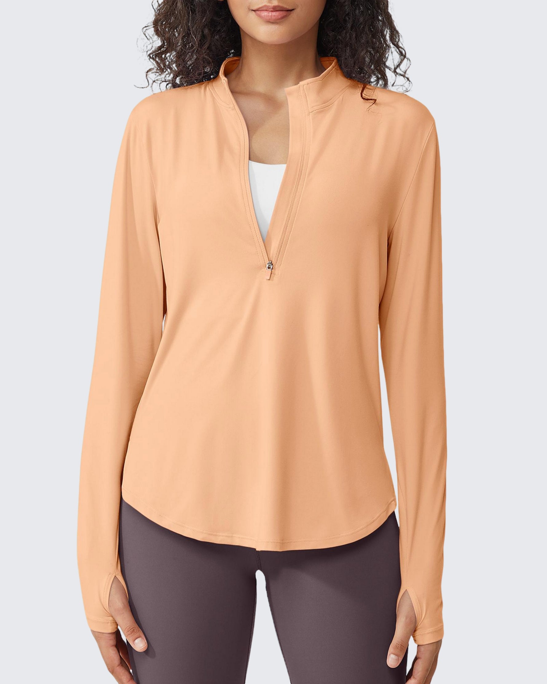 Quick Dry High Neck Sun Half Zip Tops - G4Free