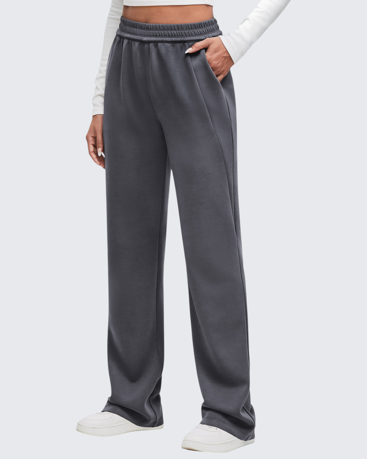 Smoofit Elastic-Waist Wide Leg Sweatpants Petite - G4Free