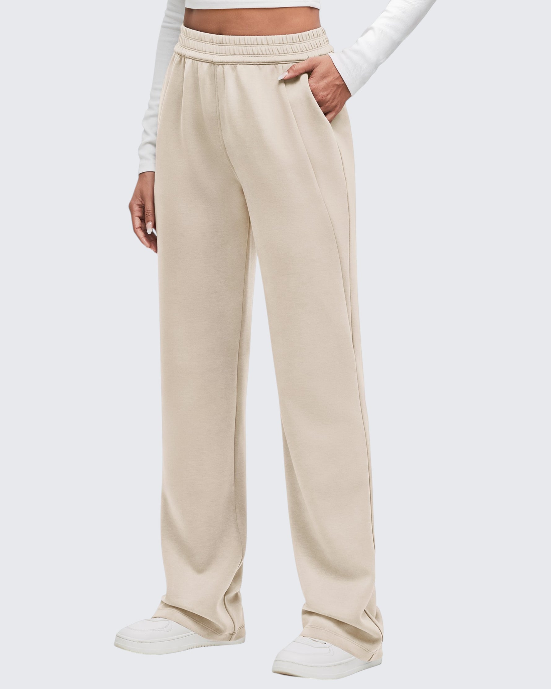 Smoofit Elastic-Waist Wide Leg Sweatpants Petite - G4Free