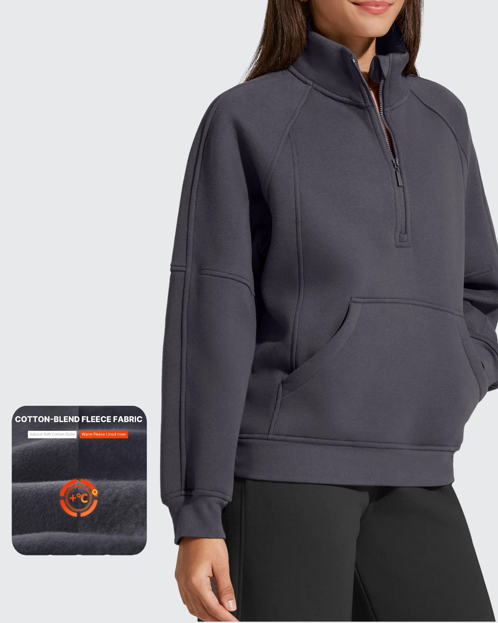 Flurrylux Half Zip Mock Neck Cotton Fleece Pullover