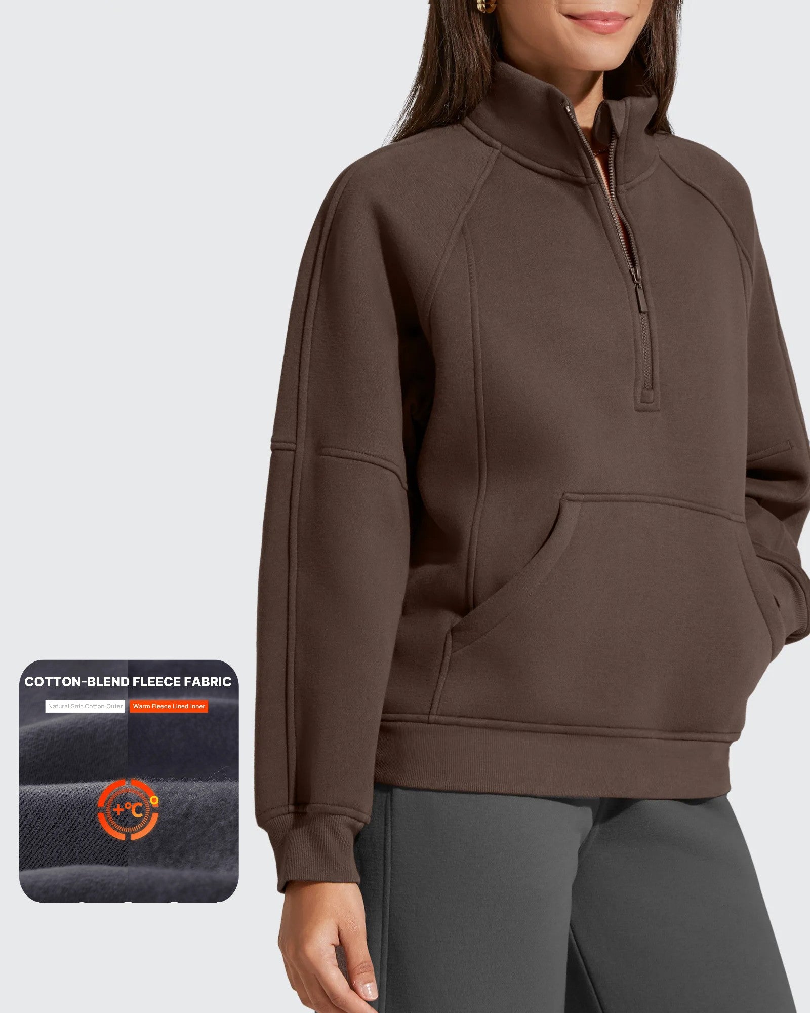 Flurrylux Half Zip Mock Neck Cotton Fleece Pullover