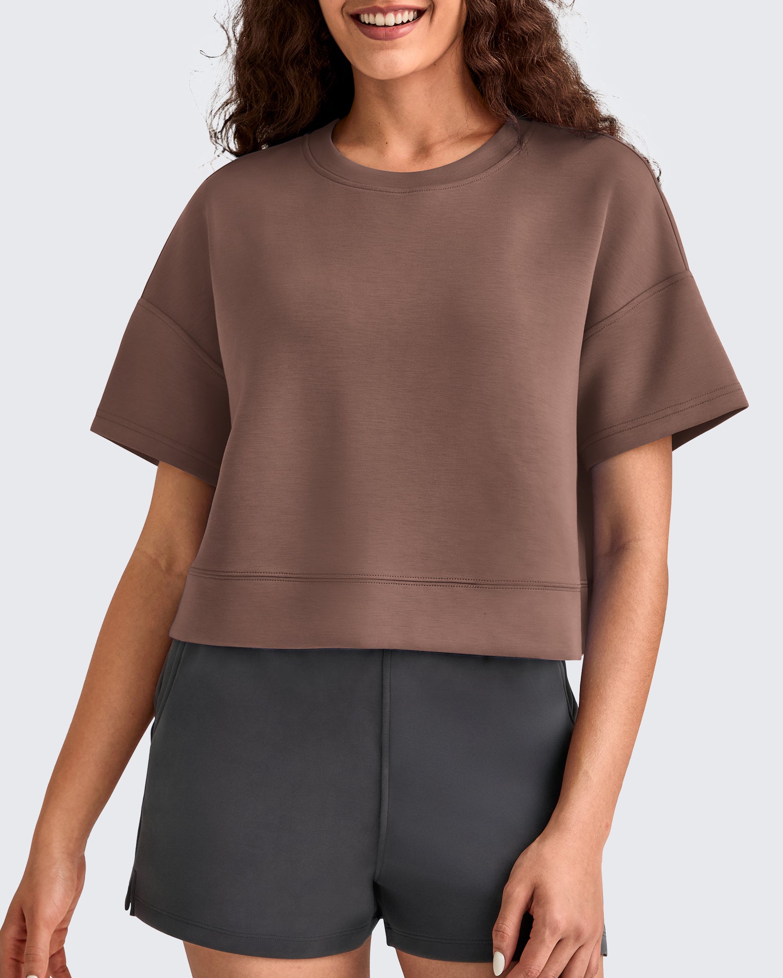 Smoofit Crew Neck Boxy Drop Shoulder Short Sleeve - G4Free