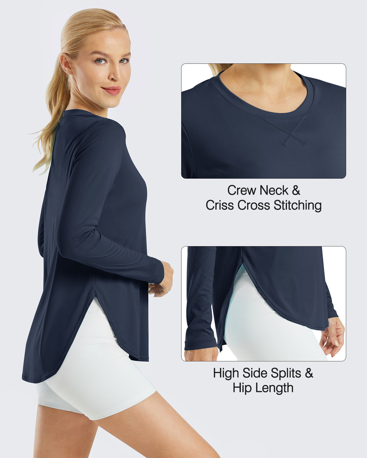 G4Free Activewear Scoop Neck UV Sun Workout Long Sleeve