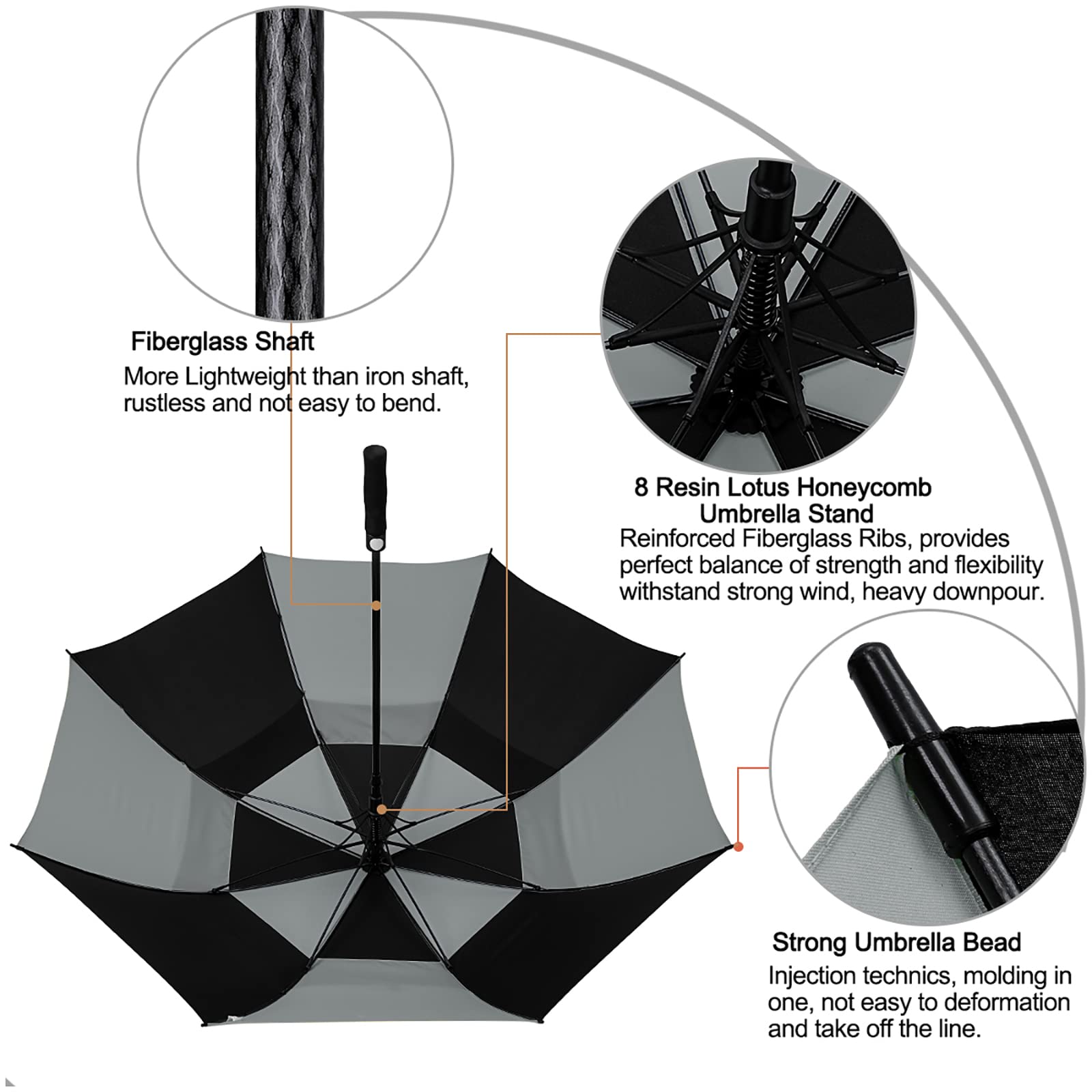G4Free G4Free Automatic Open Golf Umbrella Double Canopy Vented Stick Umbrellas