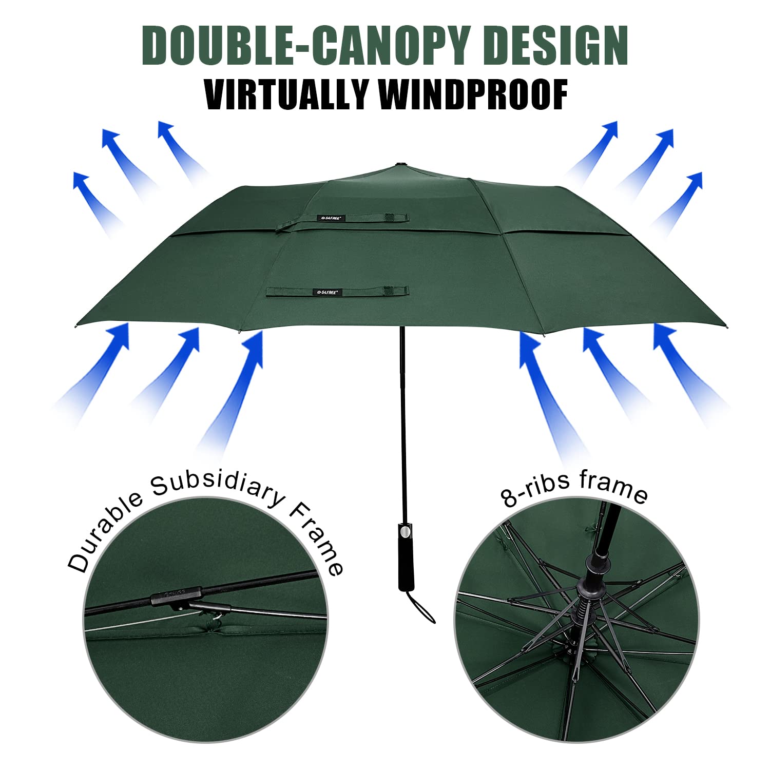 G4Free G4Free 62 Inch Portable Automatic Open Oversize Vented Double Canopy Umbrellas