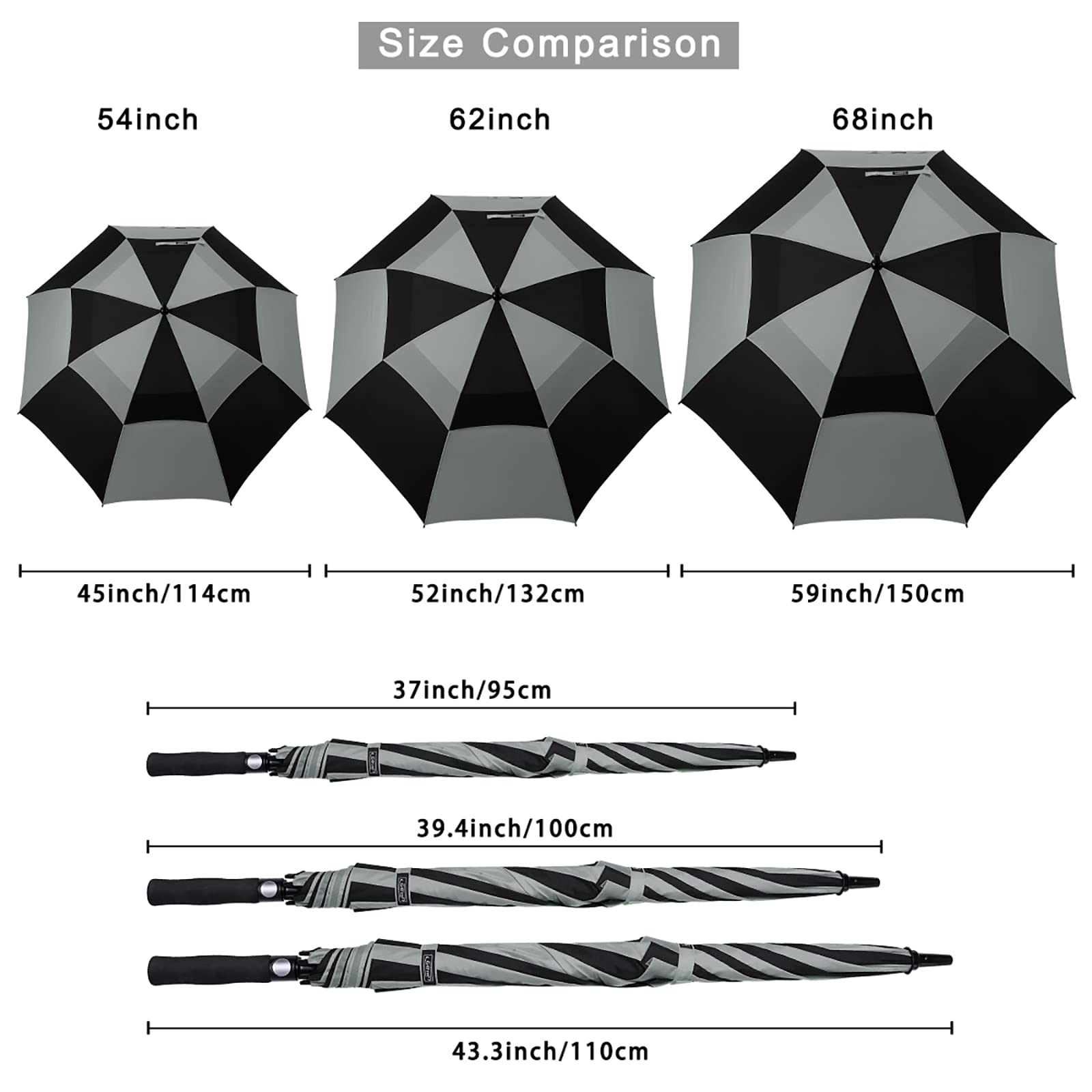 G4Free G4Free Automatic Open Golf Umbrella Double Canopy Vented Stick Umbrellas