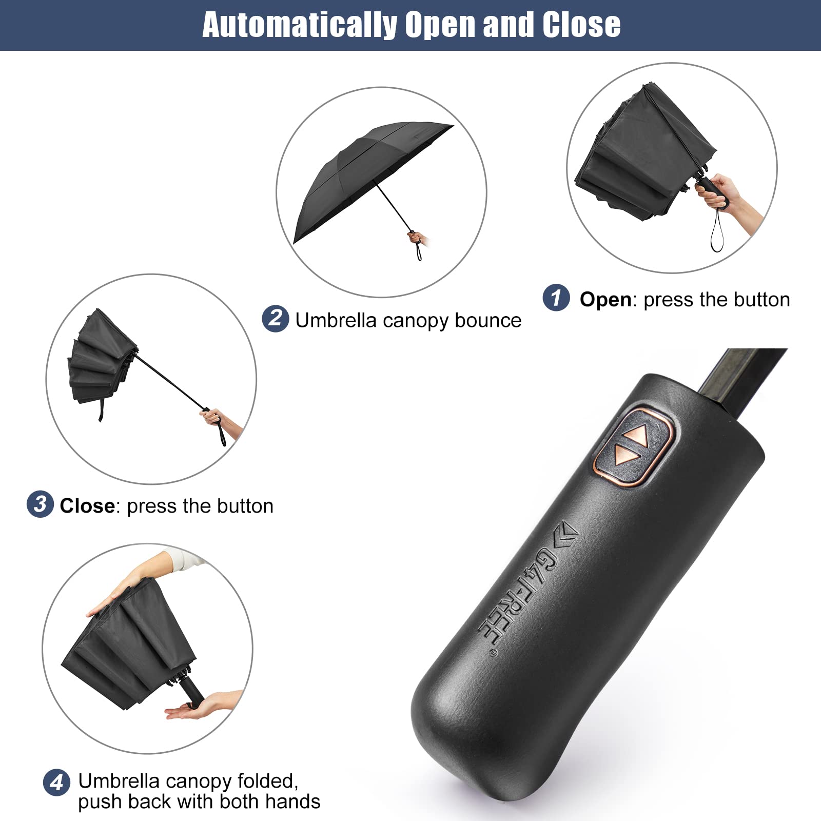 G4Free G4Free 46/54/62 Inch Large Compact Golf Umbrella Windproof 10 Ribs