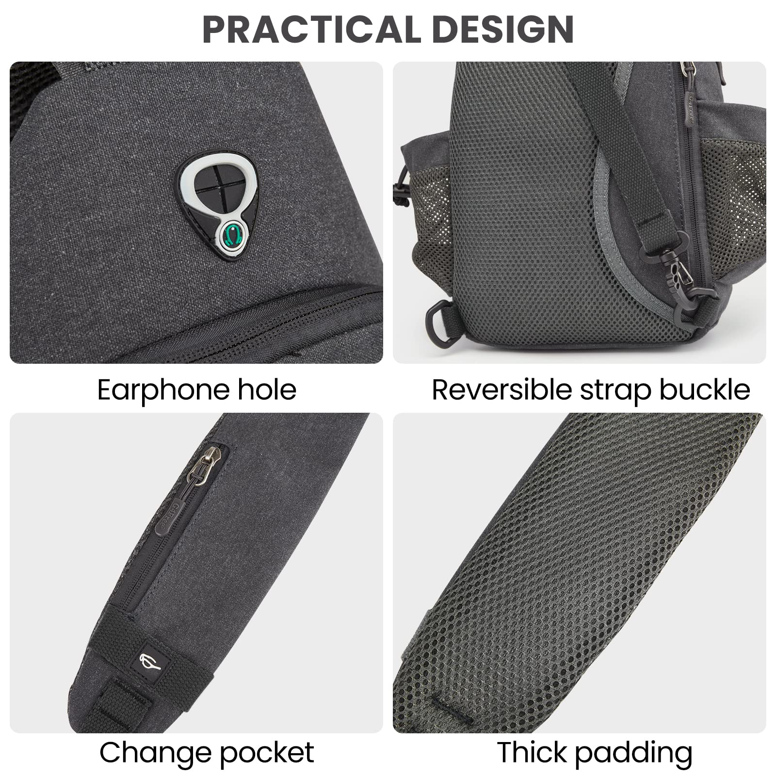 G4Free G4Free Canvas Sling Bag Crossbody Backpack with USB Charging Port & RFID Blocking