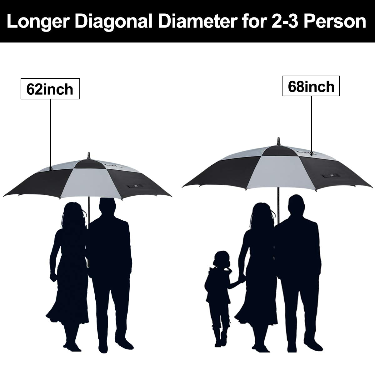 G4Free G4Free Extra Large Golf Umbrella 62/68 inch Vented Square Umbrella