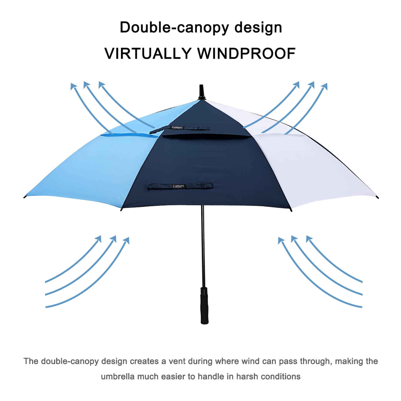 G4Free G4Free Automatic Open Golf Umbrella Double Canopy Vented Stick Umbrellas