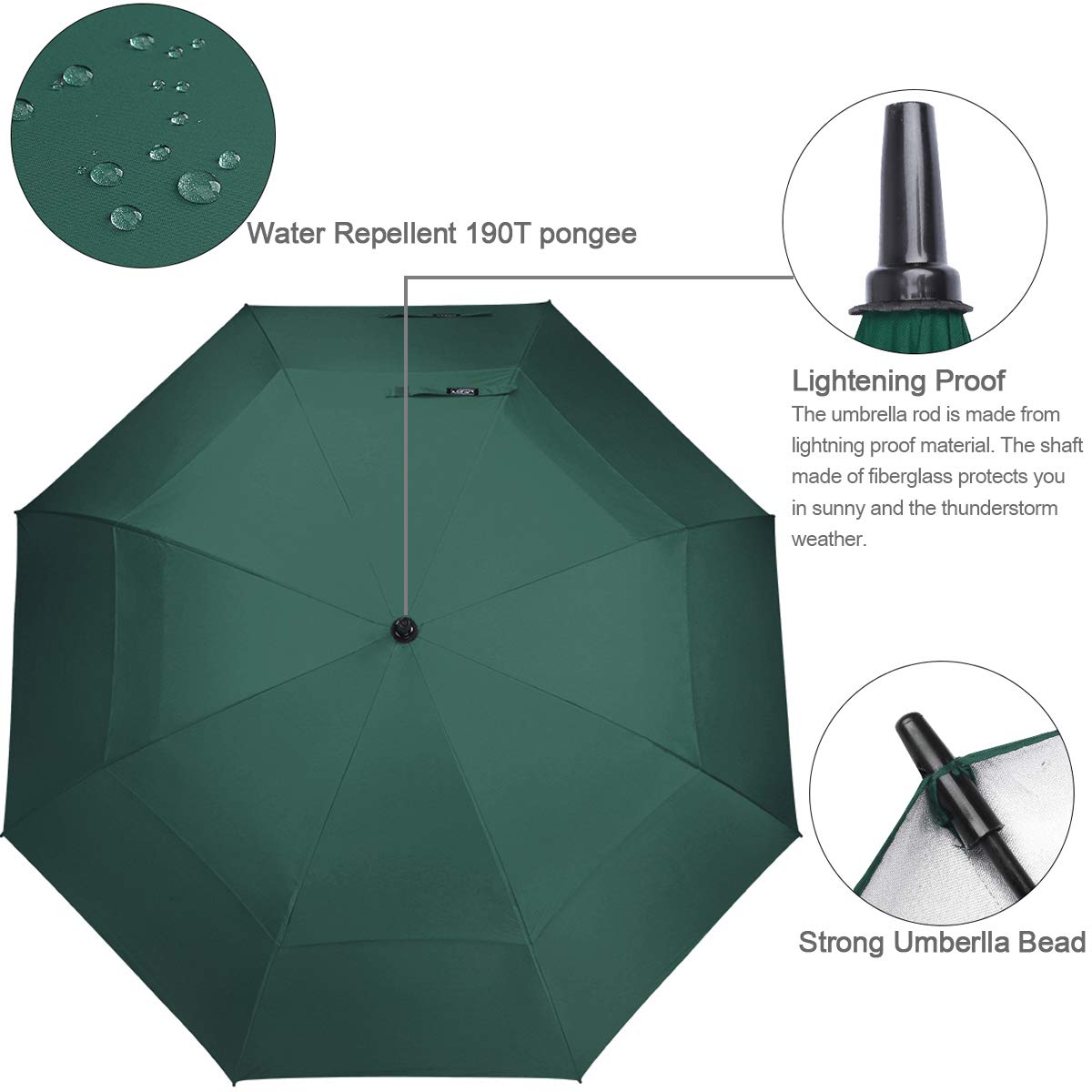 G4Free G4Free 54/62/68 Inch UV Protection Automatic Open Double Canopy Vented Sun Rain Umbrella