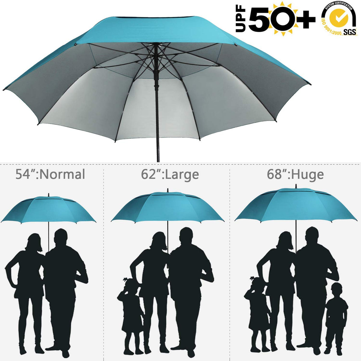 G4Free G4Free 54/62/68 Inch UV Protection Automatic Open Double Canopy Vented Sun Rain Umbrella