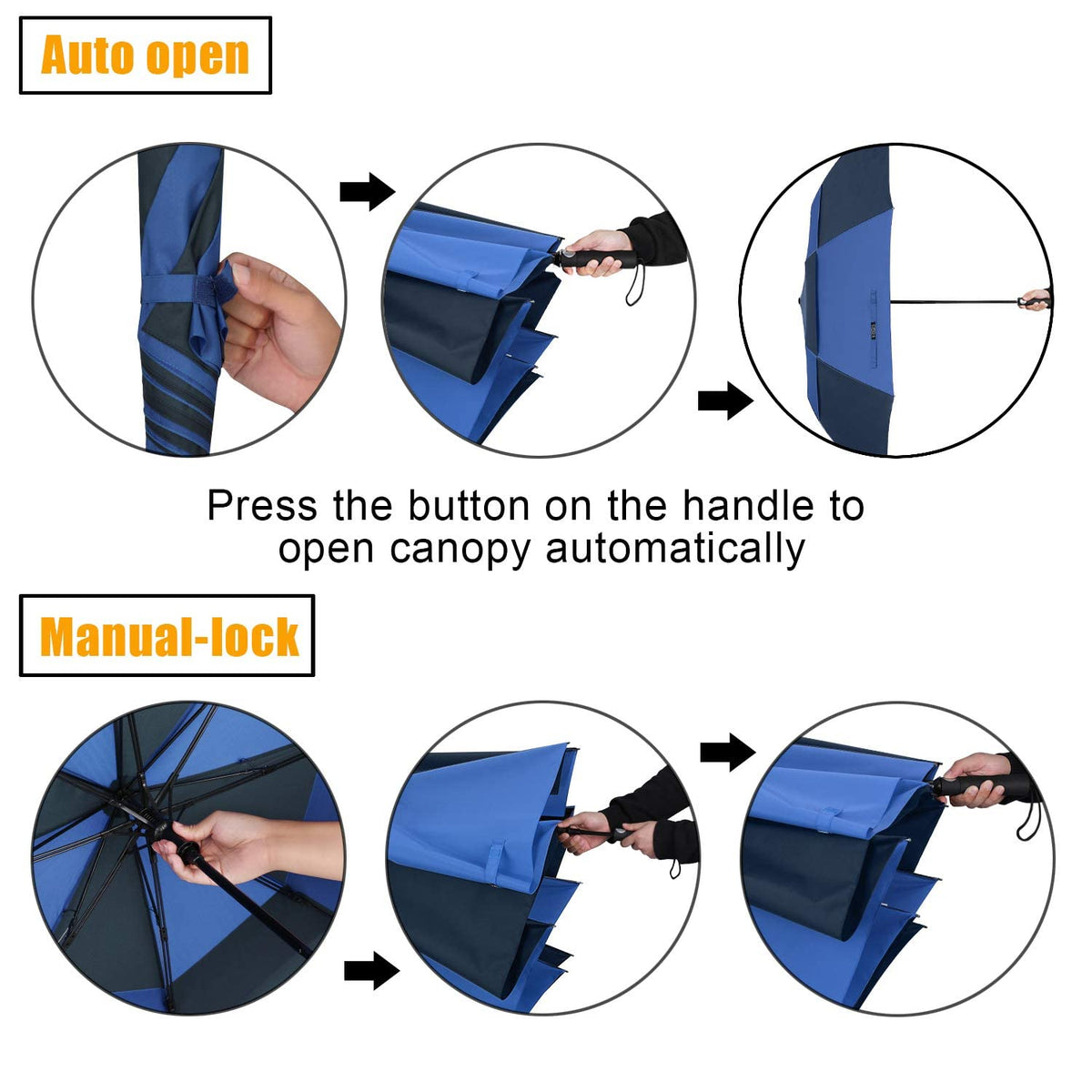 G4Free G4Free 62 Inch Portable Automatic Open Oversize Vented Double Canopy Umbrellas