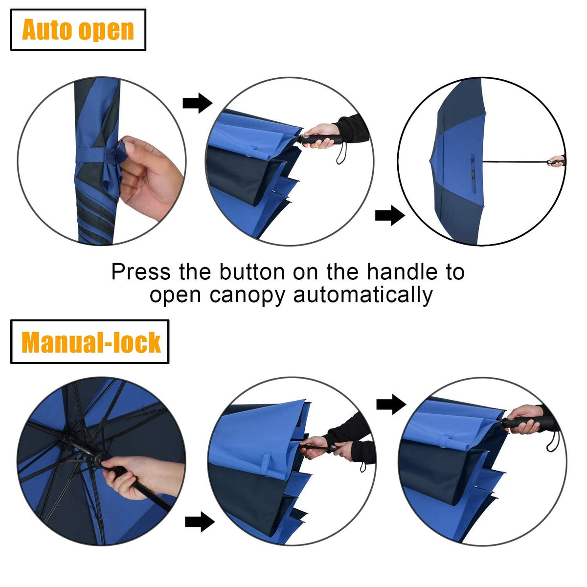G4Free G4Free 62 Inch Portable Automatic Open Oversize Vented Double Canopy Umbrellas