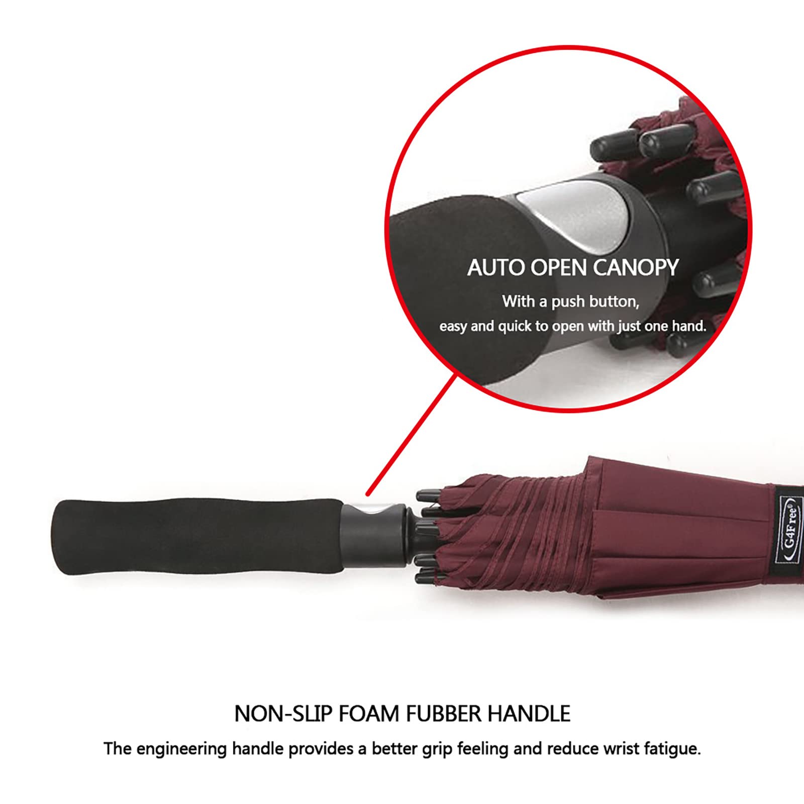 G4Free G4Free Automatic Open Golf Umbrella Double Canopy Vented Stick Umbrellas