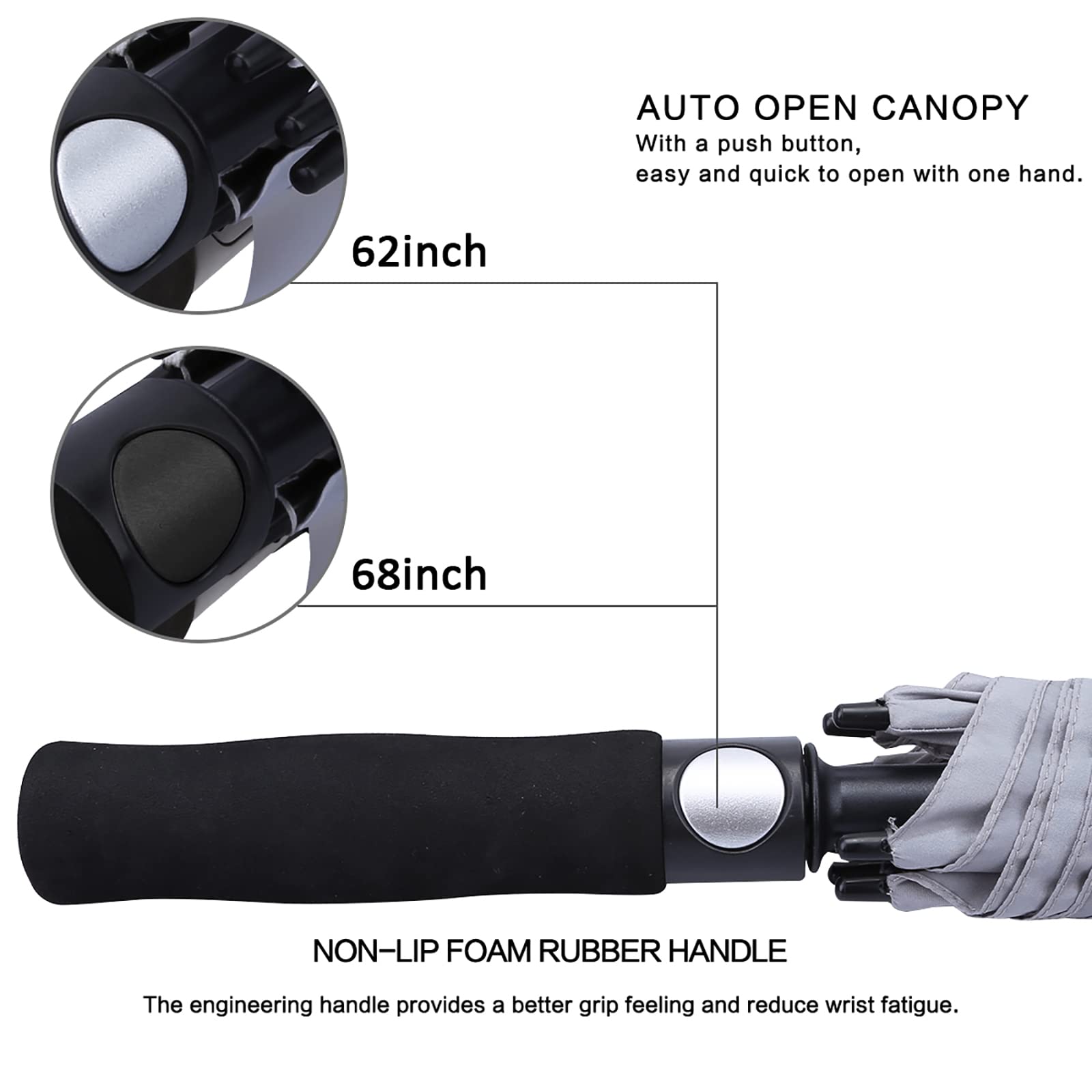 G4Free G4Free Automatic Open Golf Umbrella Double Canopy Vented Stick Umbrellas
