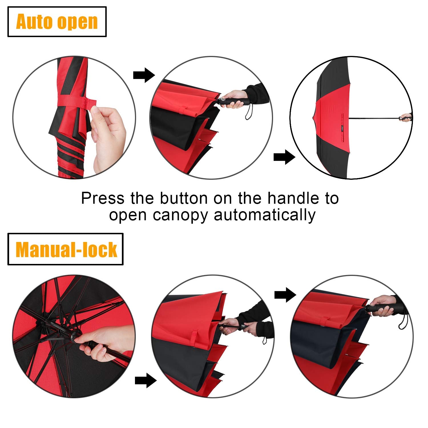 G4Free G4Free 62 Inch Portable Automatic Open Oversize Vented Double Canopy Umbrellas
