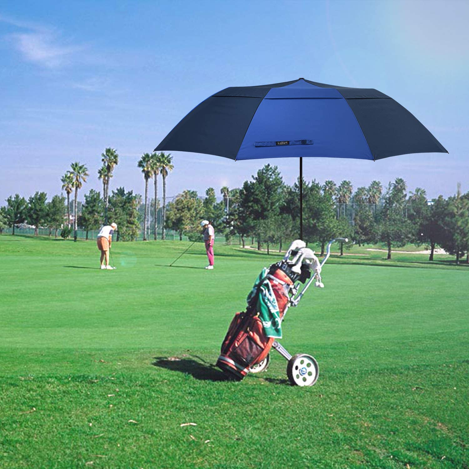 G4Free G4Free 62 Inch Portable Automatic Open Oversize Vented Double Canopy Umbrellas