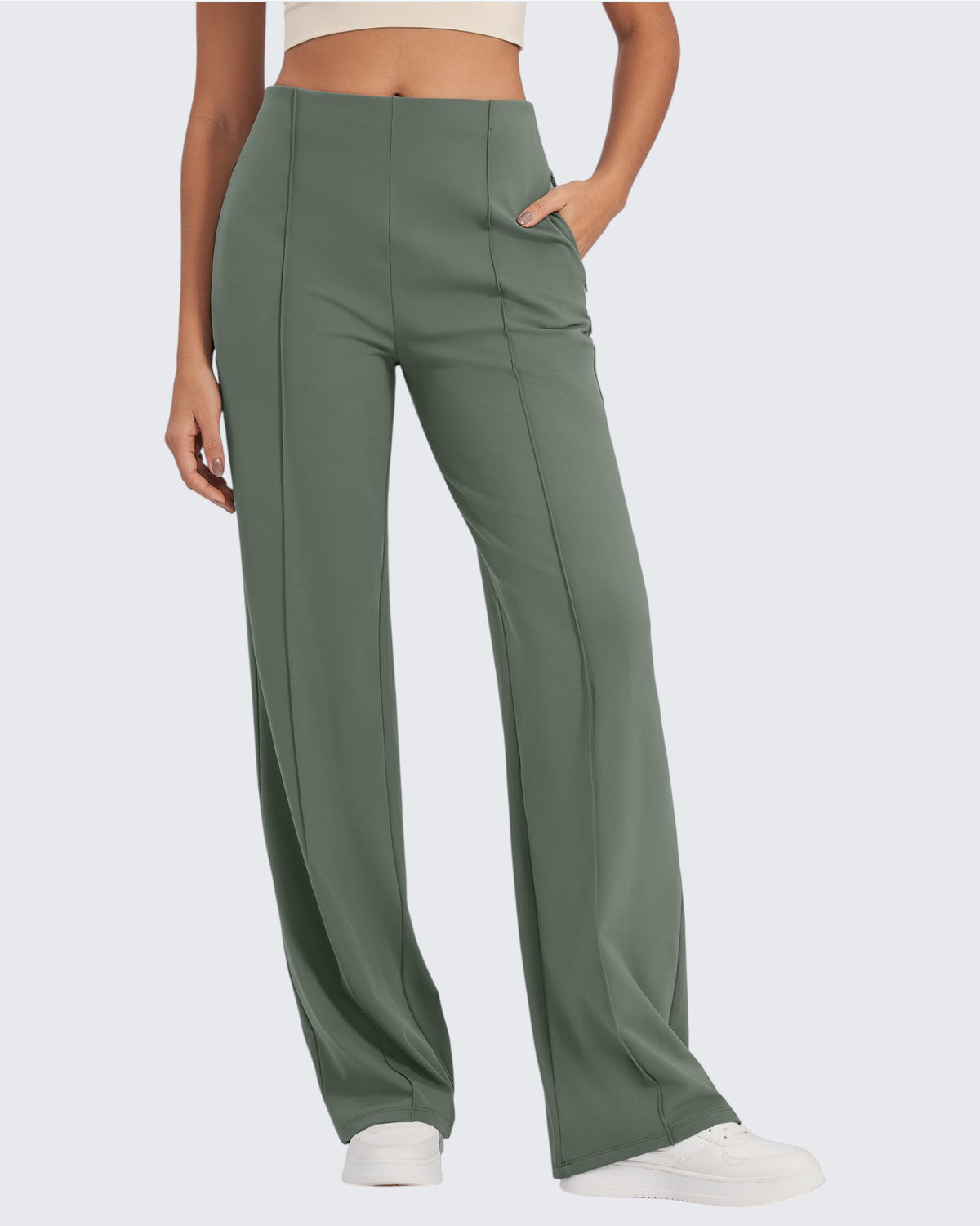 EverGoing Business Front Pleats Wide Leg Pants - G4Free