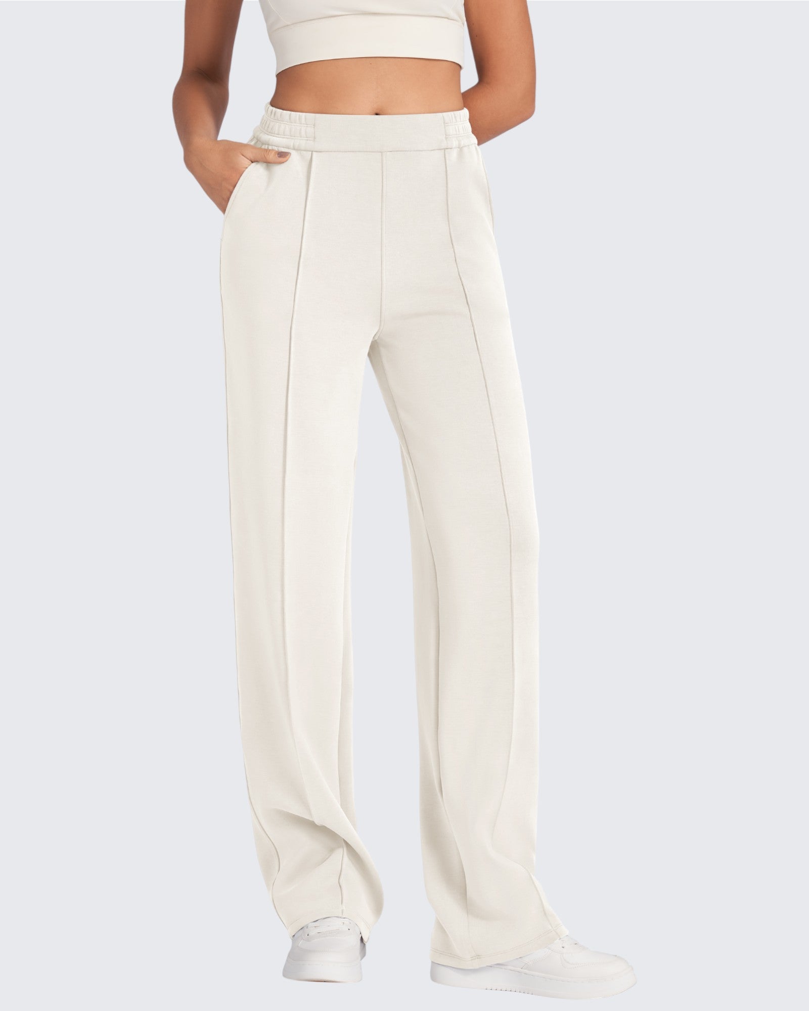 Smoofit Loose High-Rise Elastic Dressy Pants Petite - G4Free