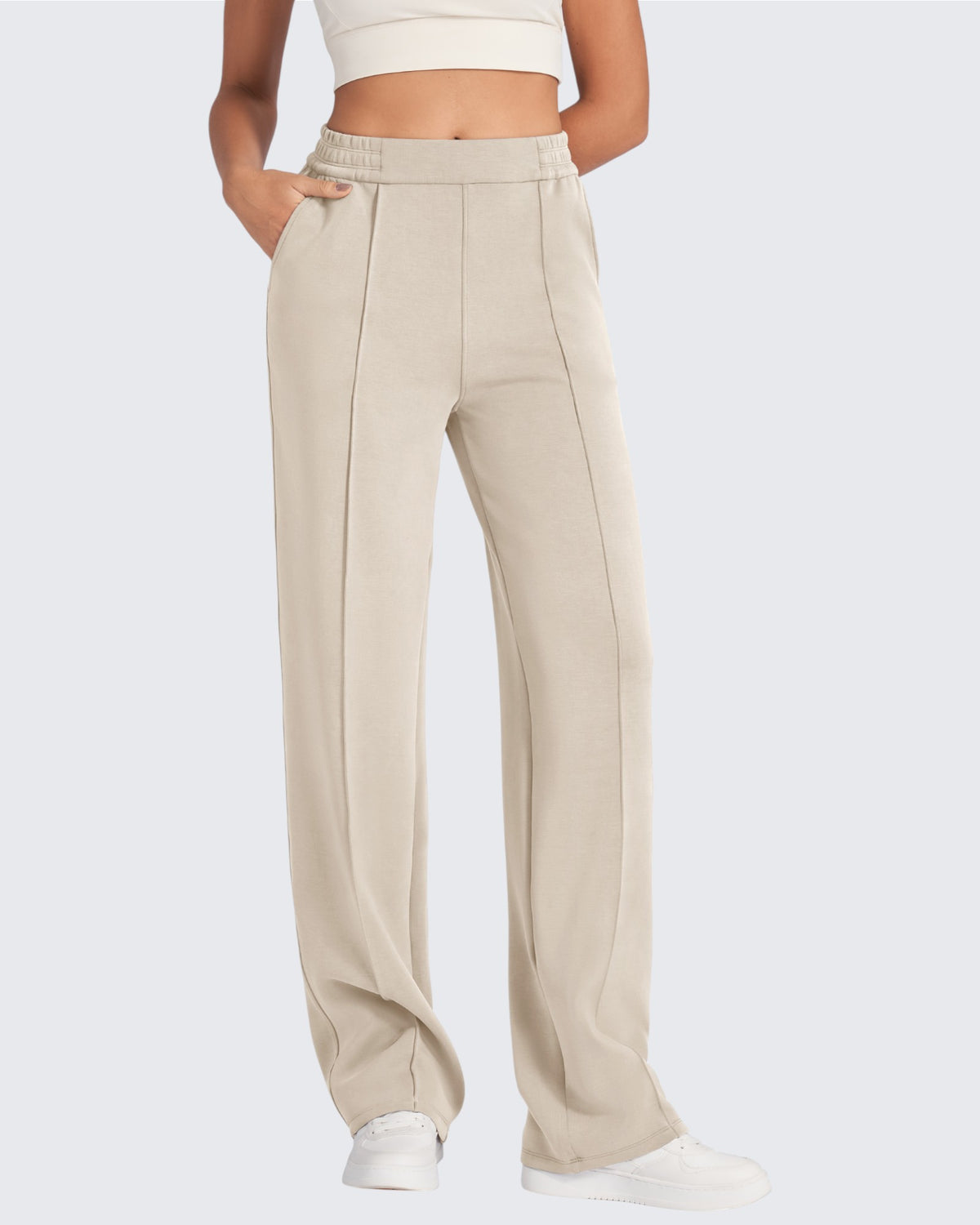 Smoofit Loose High-Rise Elastic Dressy Pants Petite - G4Free