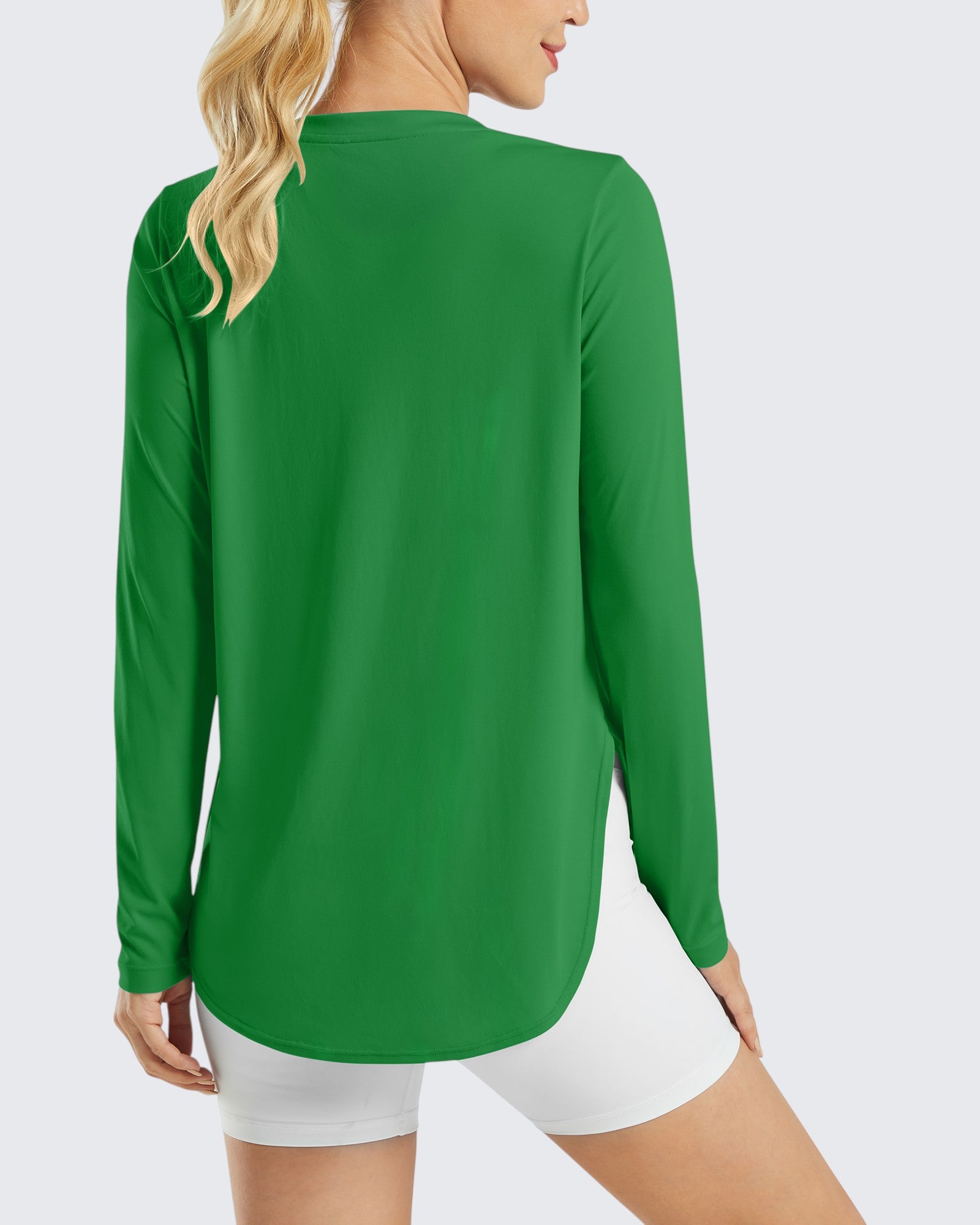Scoop Neck UV Sun Workout Long Sleeve Tops