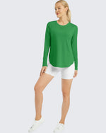 Scoop Neck UV Sun Workout Long Sleeve Tops
