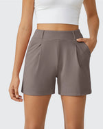 EverGoing High-Waist Belted Pleated Casual Dressy Shorts - G4Free