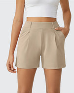 EverGoing High-Waist Belted Pleated Casual Dressy Shorts - G4Free