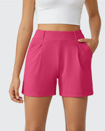 EverGoing High-Waist Belted Pleated Casual Dressy Shorts - G4Free