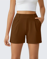 EverGoing High-Waist Belted Pleated Casual Dressy Shorts - G4Free