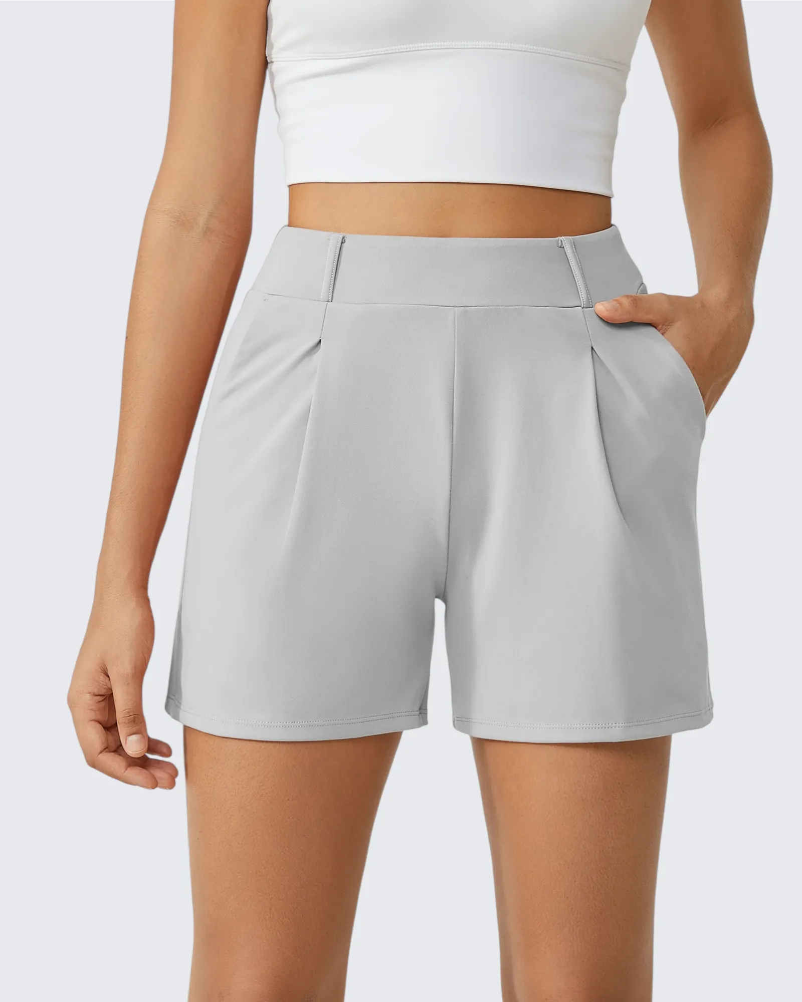 EverGoing High-Waist Belted Pleated Casual Dressy Shorts - G4Free