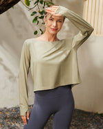 G4Free Activewear Boatneck Crop Workout Long Sleeve