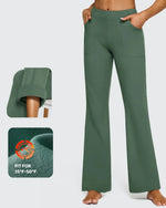 Fleece Lined High-Waist Flare Work Pants - G4Free
