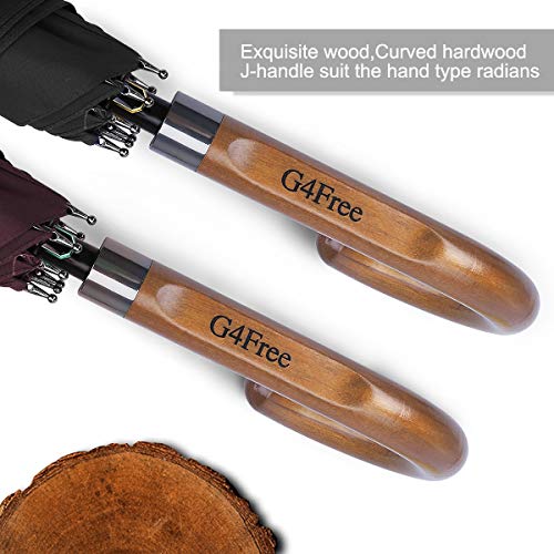 G4Free - G4Free 52/62inch Wooden J Handle Auto Open  Golf Umbrella -D02V552A