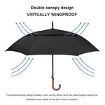 G4Free - G4Free 52/62inch Wooden J Handle Auto Open  Golf Umbrella -D02V552A