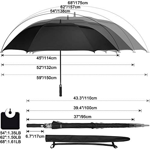 G4Free - G4Free 54/62/68 Inch UV Protection Auto Open Double Canopy Sun Rain Umbrella -D02V686A